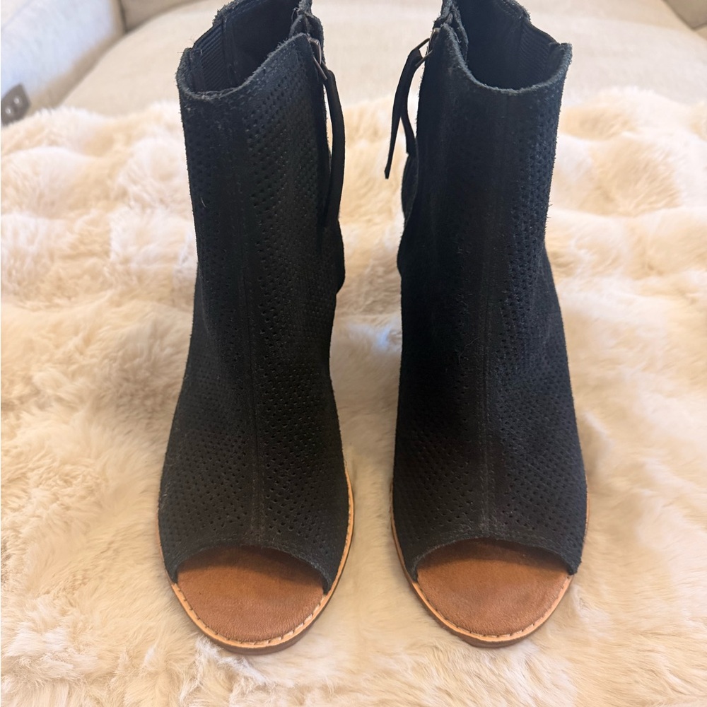 Toms Black Peep-Toe Ankle Booties